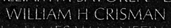 Crisman's name inscribed on the Wall